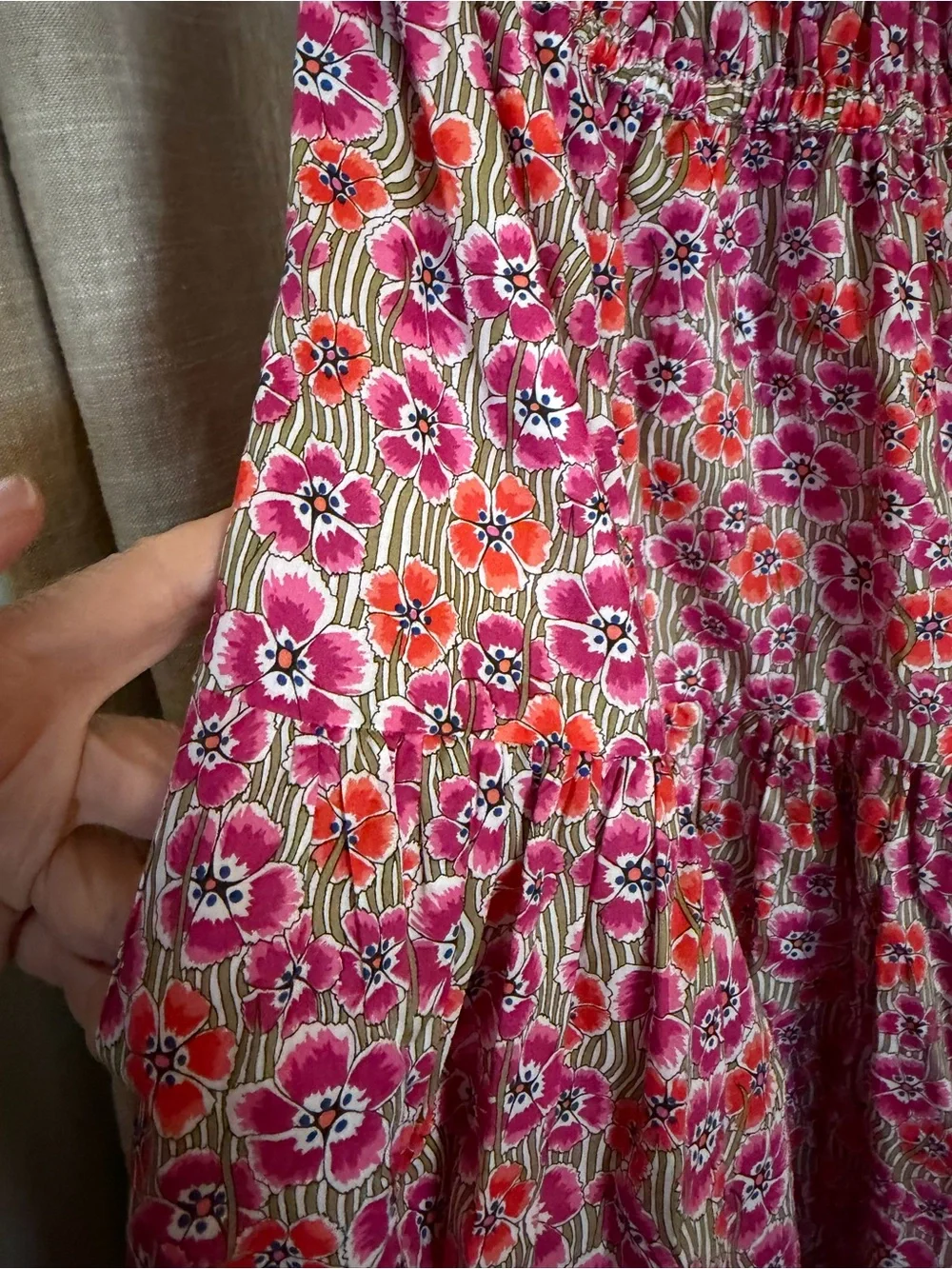 J Crew Liberty of London pink mode dress. Size L. 100% cotton, pockets. - Picture 6 of 7